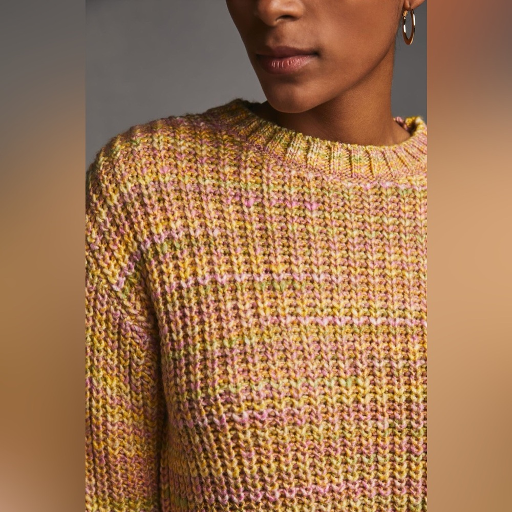 Anthropologie Ribbed Obi Melange Knit Crew Neck Sweater XS - Picture 3 of 10